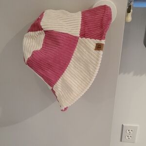Pink and Cream Corduroy Hat